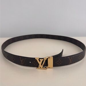 Louis Vuitton Black and Gold Monogram Belt